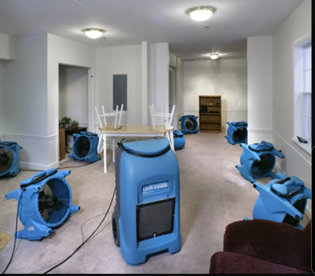Air movers and dehumidifier setup for Water Extraction & Removal in Clarksdale