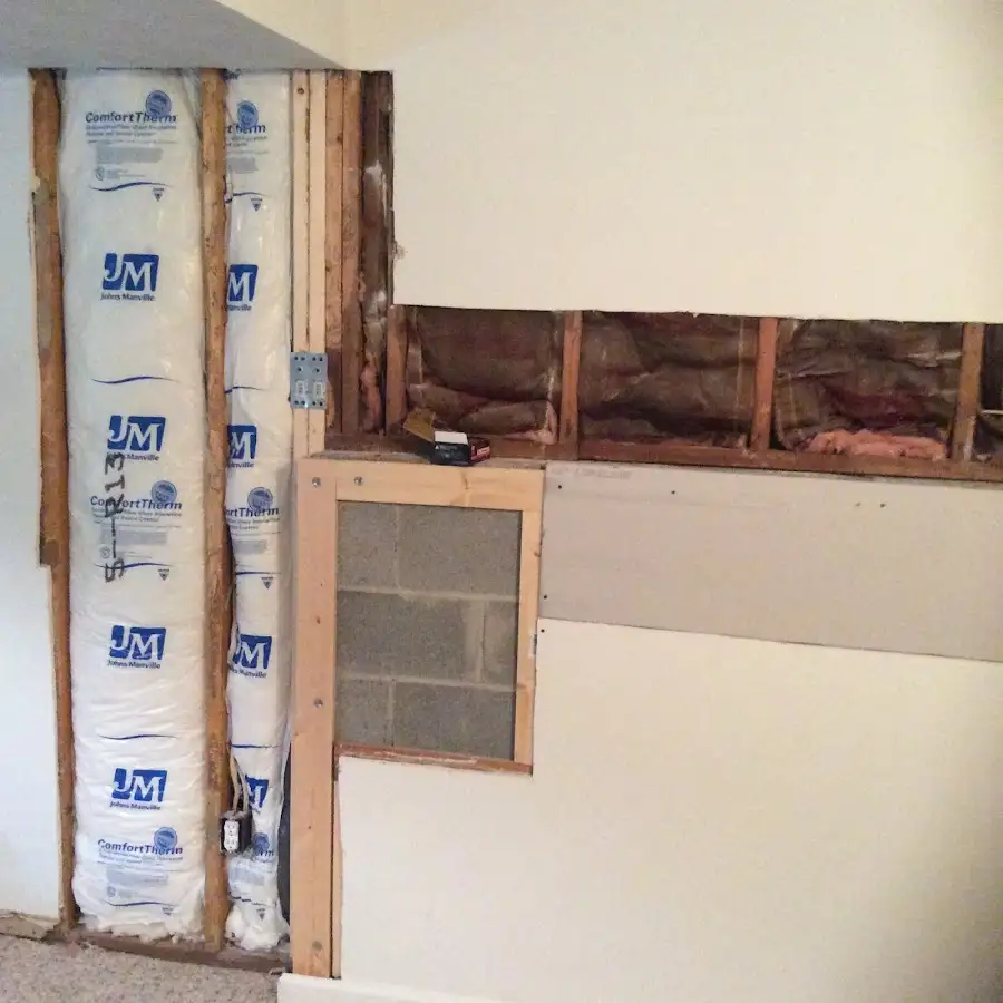 Wall insulation replacement during Basement Flood Cleanup in Clarksdale